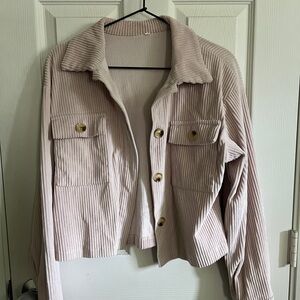 Women's Cream Corduroy Cropped Jacket